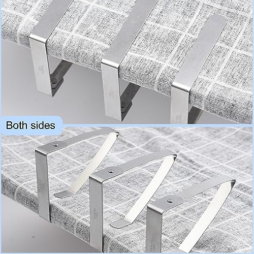 Nutabevr 8 Stück Edelstahl tischdeckenklammer, Verstellbare Tischtuchklammern, Flexibler beweglich tischtuchklammern, für Innen- und draußen, Dicke Tische, Gartentisch, Restaurant, Familie Esstisch