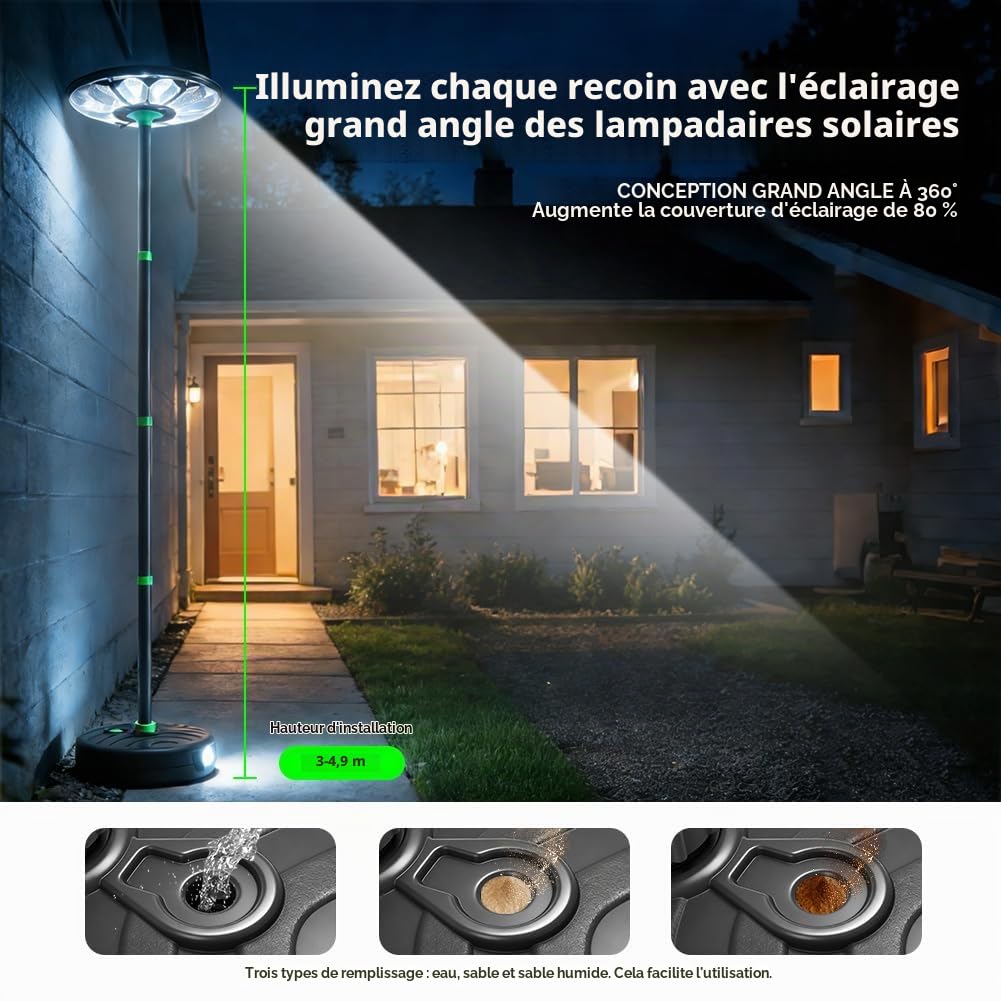 Lampe Solaire Extérieur Détecteur de Mouvement, 780LED 75W Lumière Solaire Extérieure avec Telecommande étanche IP65 éclairage Extérieur Solaire Lampadaire, Spot LED pour Jardin Rue Garage Parking