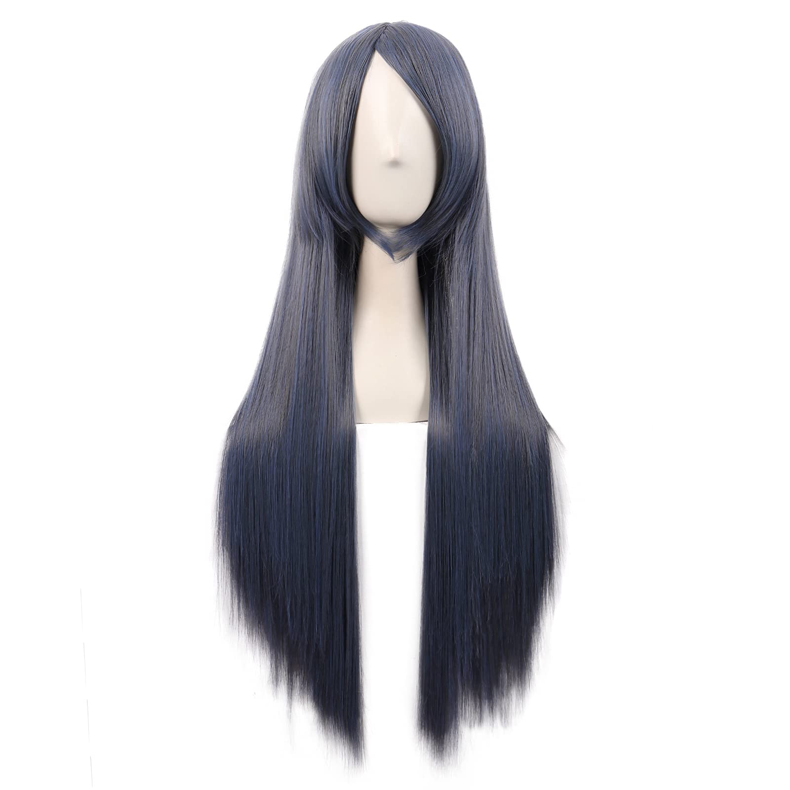 MapofBeauty 32" 80cm Long Straight Anime Costume Cosplay Wig Party Wig (Mixed blue)
