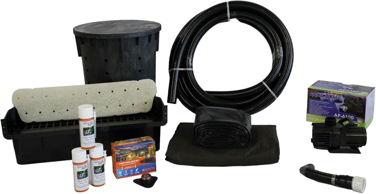 HALF OFF PONDS Simply Waterfalls 6100 Waterfall Kit with MatrixBlox, 15' x 25' PVC Liner and 6,100 GPH Pump - PVCPLANB1