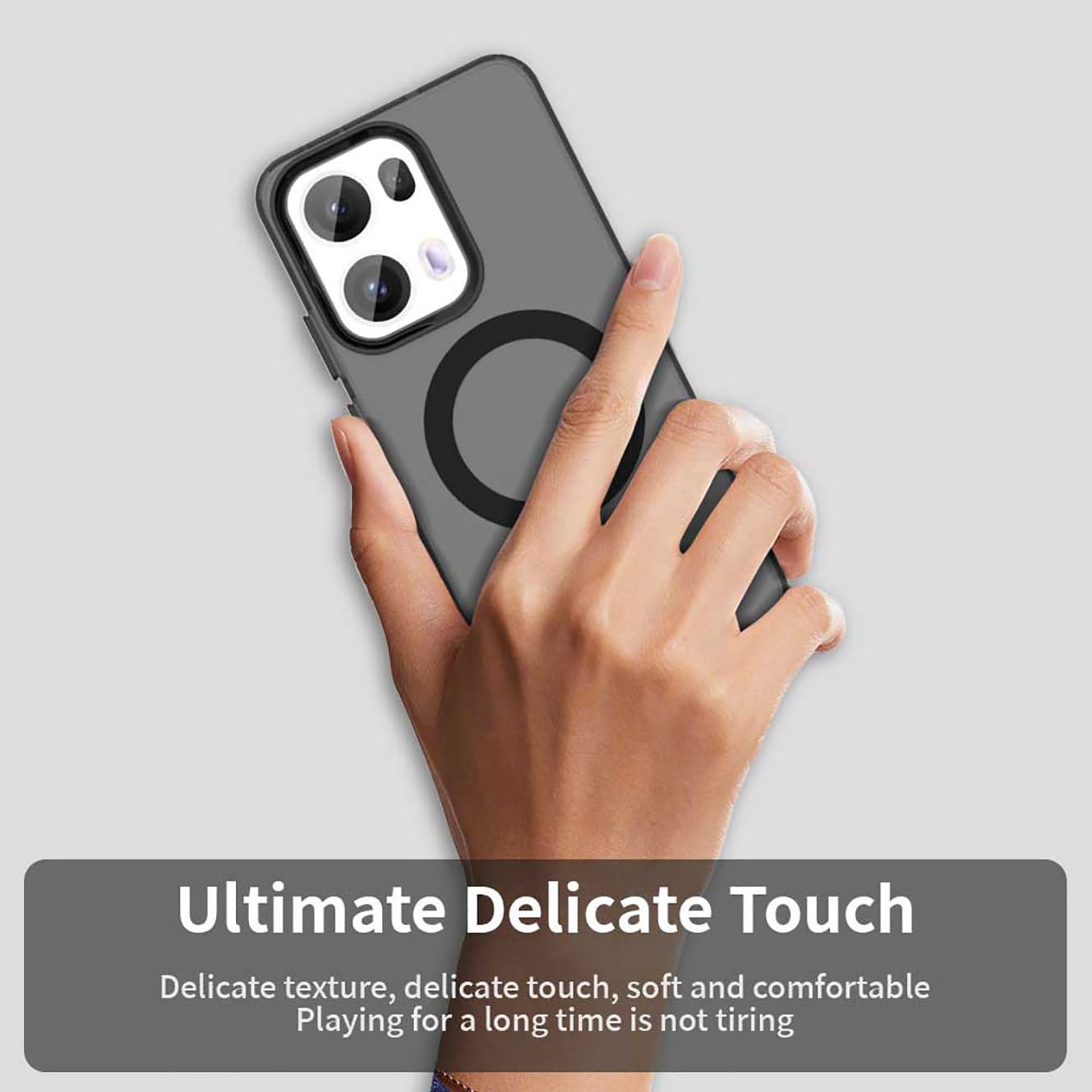 Cover Magnetica Per OPPO Reno 13 Pro 5G Con MagSafe, 38 Magneti N52, Bumper Antiurto, Trasparente Opaco – Nero