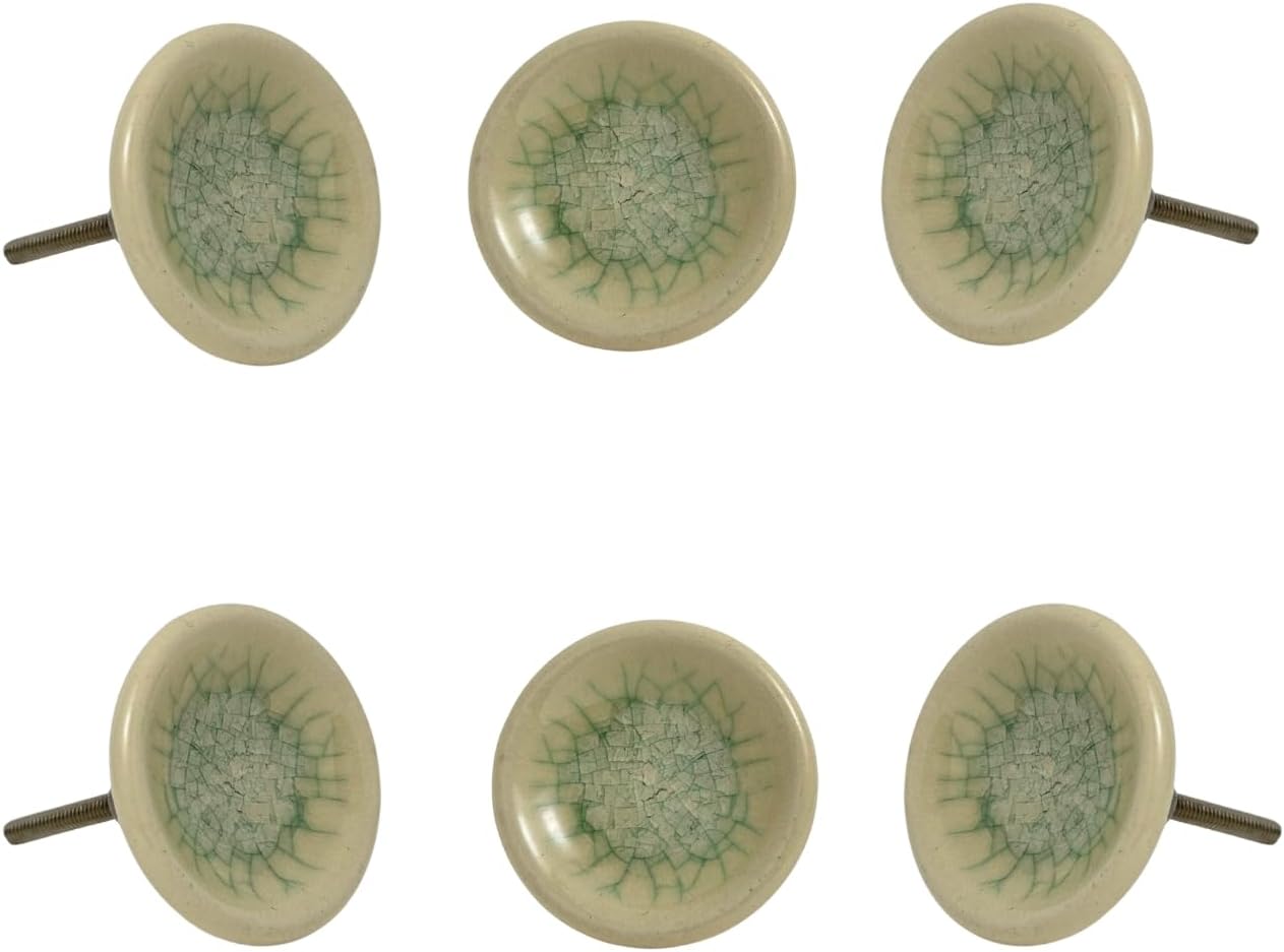 Perilla Home Set of 6 Green Sofia Ceramic Knob for Kitchen Cabinets - Decorative Ceramic Handles and Pull Knob for Dresser Drawer | Living Room | Kitchen | Bathroom | Closet Cupboard Furniture