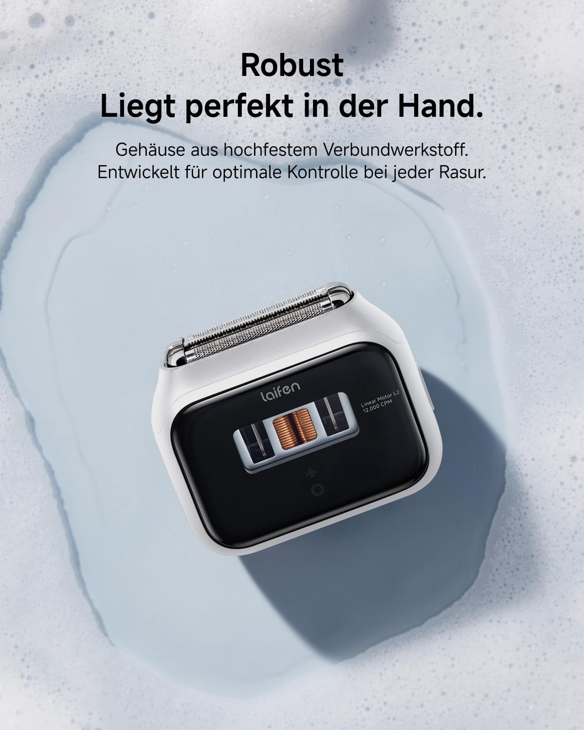 Laifen P3 Elektrorasierer Bundle, 3-Klingen-Folienrasierer, Weiß | 2×12.000 Schnitte/Min. Linearmotoren, Nass- & Trockenrasur, 0,055 mm Scherfolie, 100 Min. Akku, USB-C-Schnellladung, IPX7