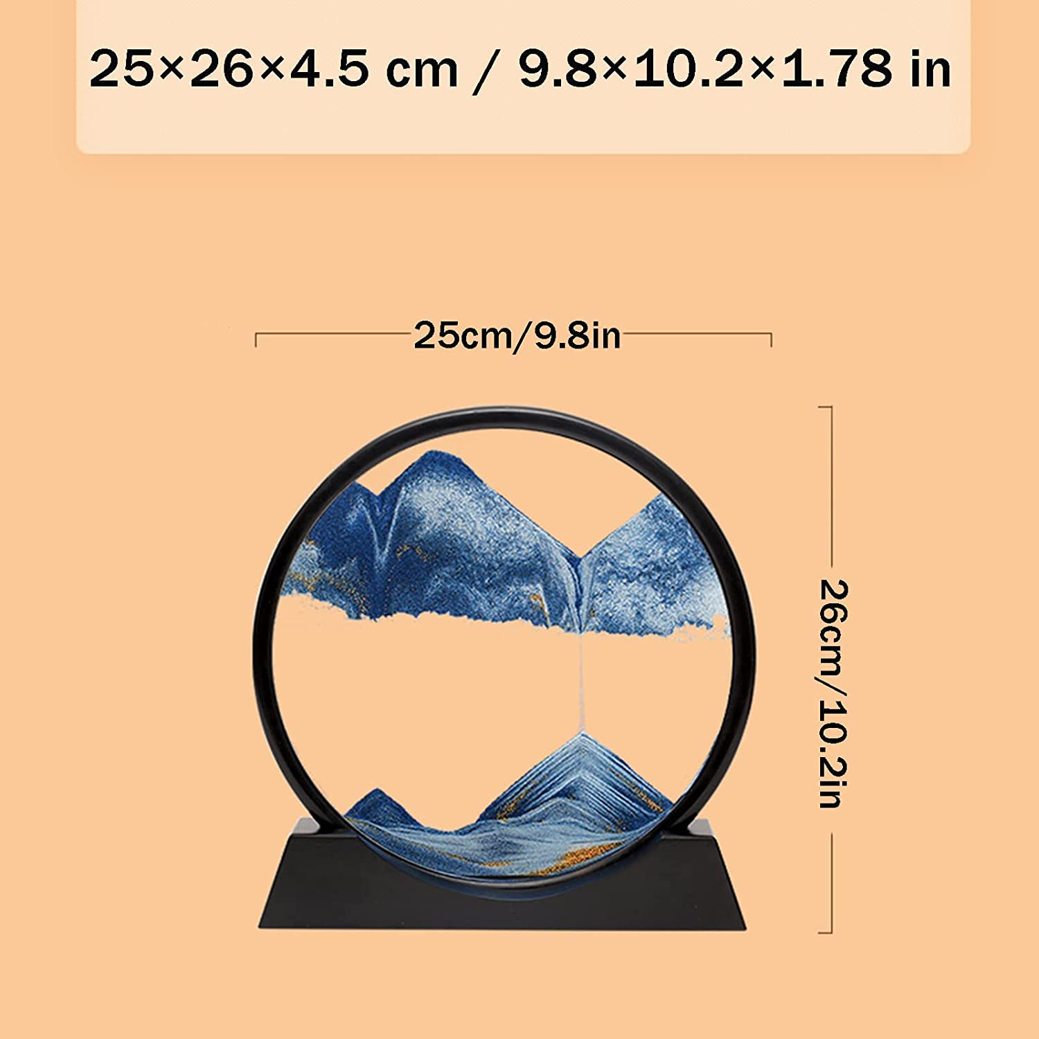cornici pittura sabbie mobili, Moving Sand Art Picture 10 inch Round Glass Moving Sand Art Frame Sandscapes in Motion 3D Dynamic Quicksand Painting for Kids Adults Home Office Decoration Flowing Sand