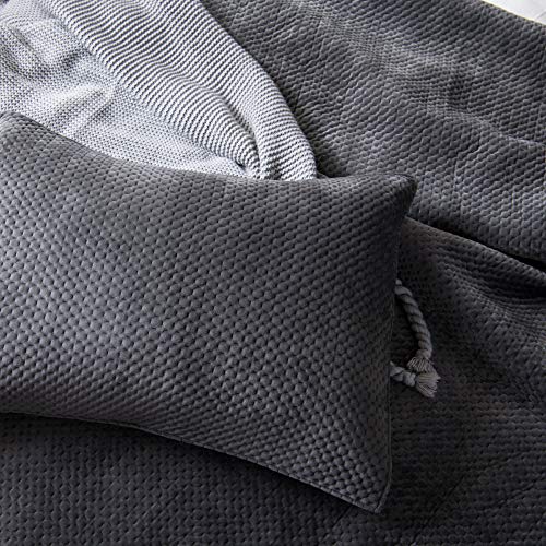 Kasentex Plush Poly-Velvet Lavish Design Quilt Set With Brushed Microfiber - Luxurious Bedding Soft & Warm Coverlet - Machine Washable Coverlet (Pewter Grey, King + 2 Shams) #TOP5