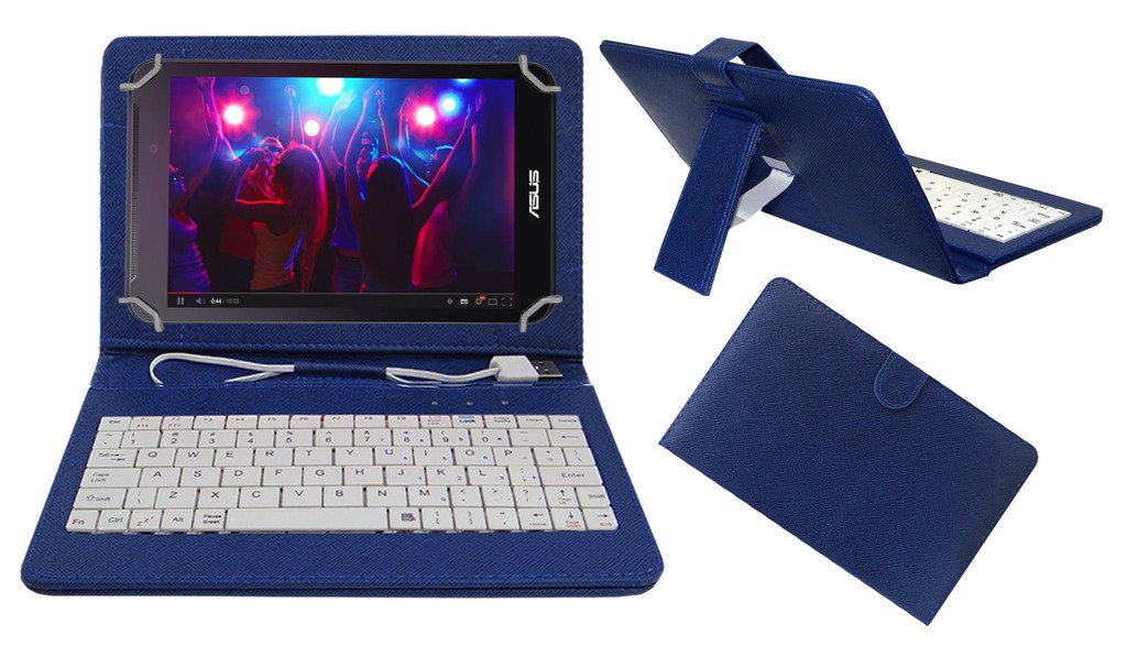 ACM USB Keyboard Case Compatible with Asus Fonepad 7 Fe170 Tablet Cover Stand Study Gaming Direct Plug & Play - Blue
