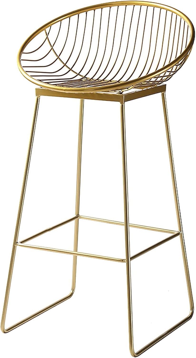 Tabourets de Bar dorés 26/30 Pouces avec Dossier Creux et Pieds en métal, chaises de comptoir Hautes pour Cuisine, Bistro et pub - Design élégant 1 pièce (75 cm/29,6 Pouces)