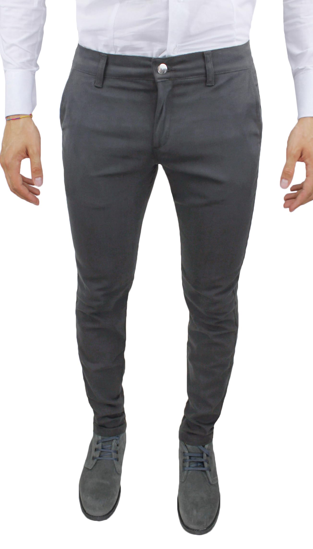 Evoga Pantaloni Uomo Slim Fit Invernali Alta Sartoria Chino's Eleganti Casual