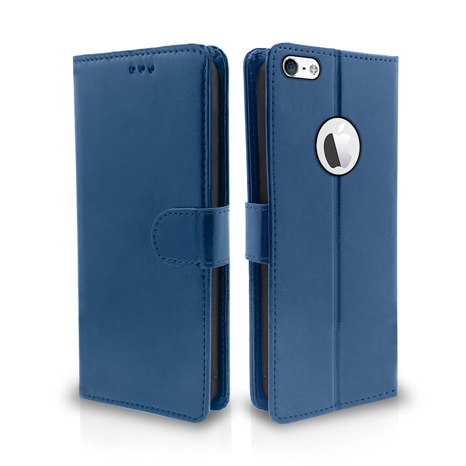 Pikkme Flip Case Leather Finish | Inside TPU with Card Pockets | Wallet Stand and Shock Proof | Magnetic Closing | Complete Protection Flip Cover for iPhone 5 / 5s / se (Blue) (B0BCJTN6DW) Amazon Price History, Amazon Price Tracker