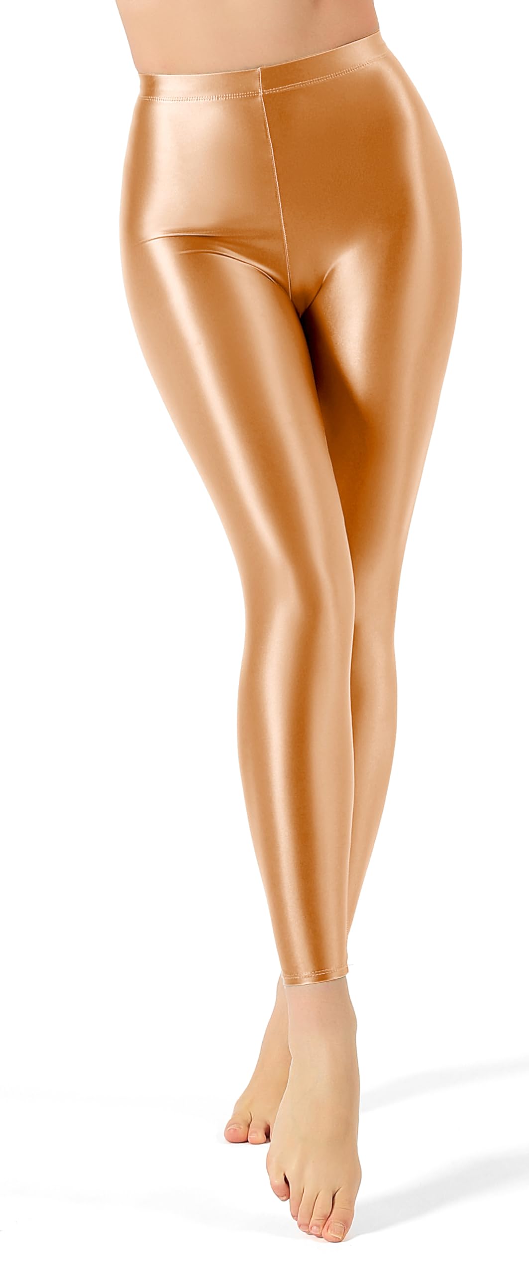 Plus Size High Waist Workout Leggings Shiny Pilates Pants Shimmer Yoga Tights for Women