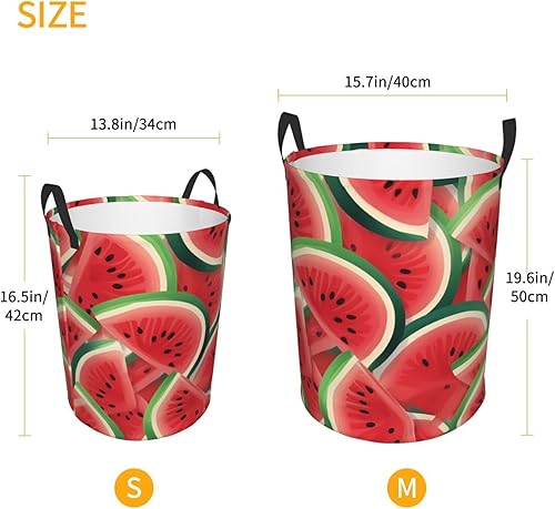 Miniatura 5 de Watermelon Slice print Circular Hamper Waterproof Storage Bin Organizer Basket Laundry Hamper With Handles For Clothes Toys Medium