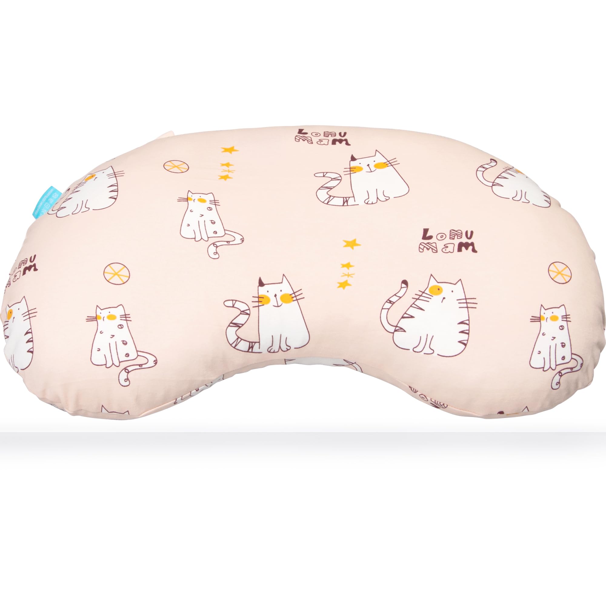 BYRIVER Kids Bed Pillow with Pillowcase for Home and Daycare, Playful Pink Kitten Child's Pillow for Sleeping