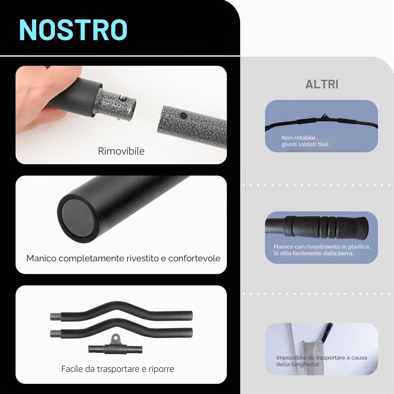 Barra LAT Machine, Staccabile Barra Dorsali LAT Machine Barra Curva LAT Machine Girevole Barra Tricipiti Bicipiti Accessori per Cavi in Palestra Casa