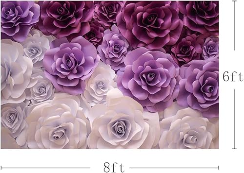 Miniatura 8 de MEHOFOND Fondo de fotografía de rosas de 10 x 7 pies, color morado y blanco, para niña, cumpleaños, mujer, retrato de fondo para boda, despedida de