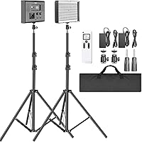 Vista 13 de NEEWER 2 Pack PL60C RGB LED Panel Luz de Vídeo Kit con Soportes de Trípode Amortiguados de Resorte de 2m/6.6ft/Bolsa, Control APP/2.4G/DMX, Luz