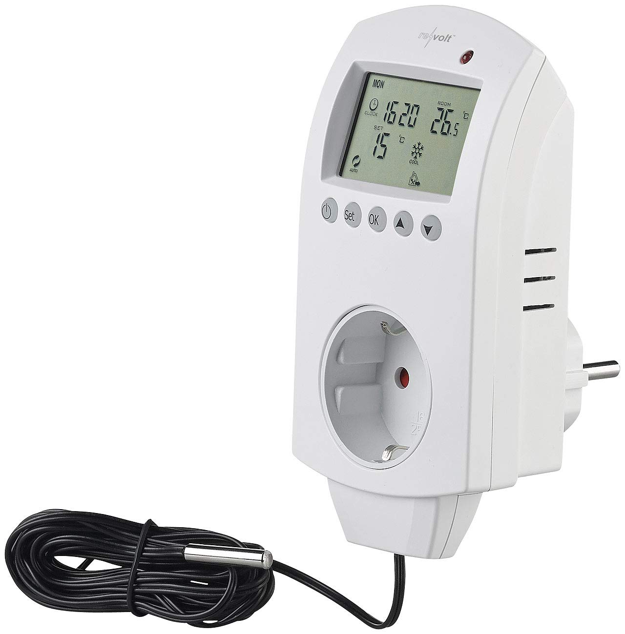 revolt Steckerthermostat WLAN: 4er-Set WLAN-Steckdosen-Thermostate für Heizgeräte, App, Sprachbefehl (Smart-Thermostat Steckdose, Wireless Thermostat-Steckdosen, Zeitschaltuhr)