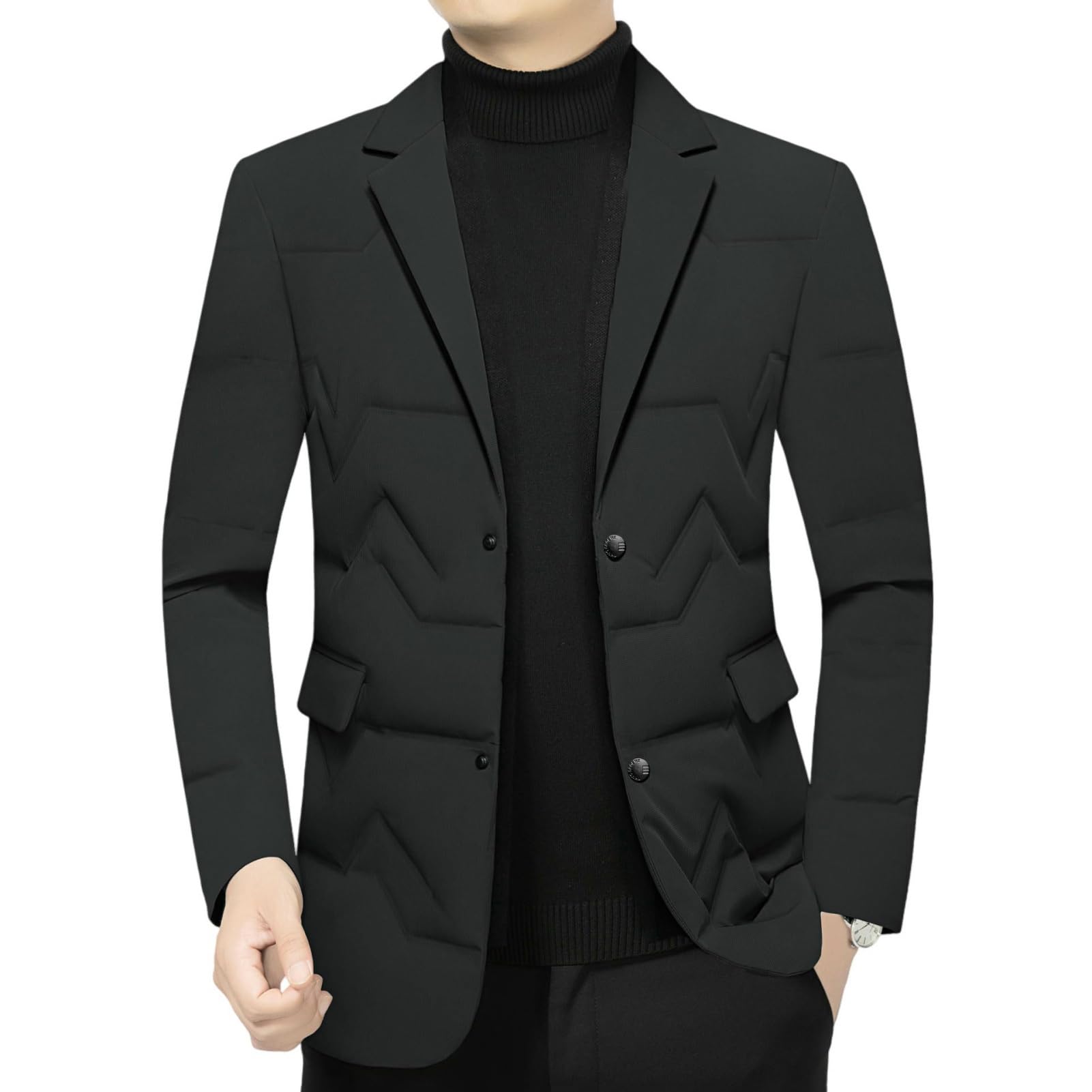 Chaqueta de plumón para hombre con doble cuello de diseño sofisticado 6
