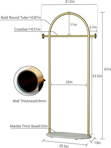 Miniatura 5 de Perchero de Ropa Dorado, Perchero de Ropa Moderno con Base de Mármol, Percheros de Abrigos Resistentes Independientes para Boutiques, Puede Colgar