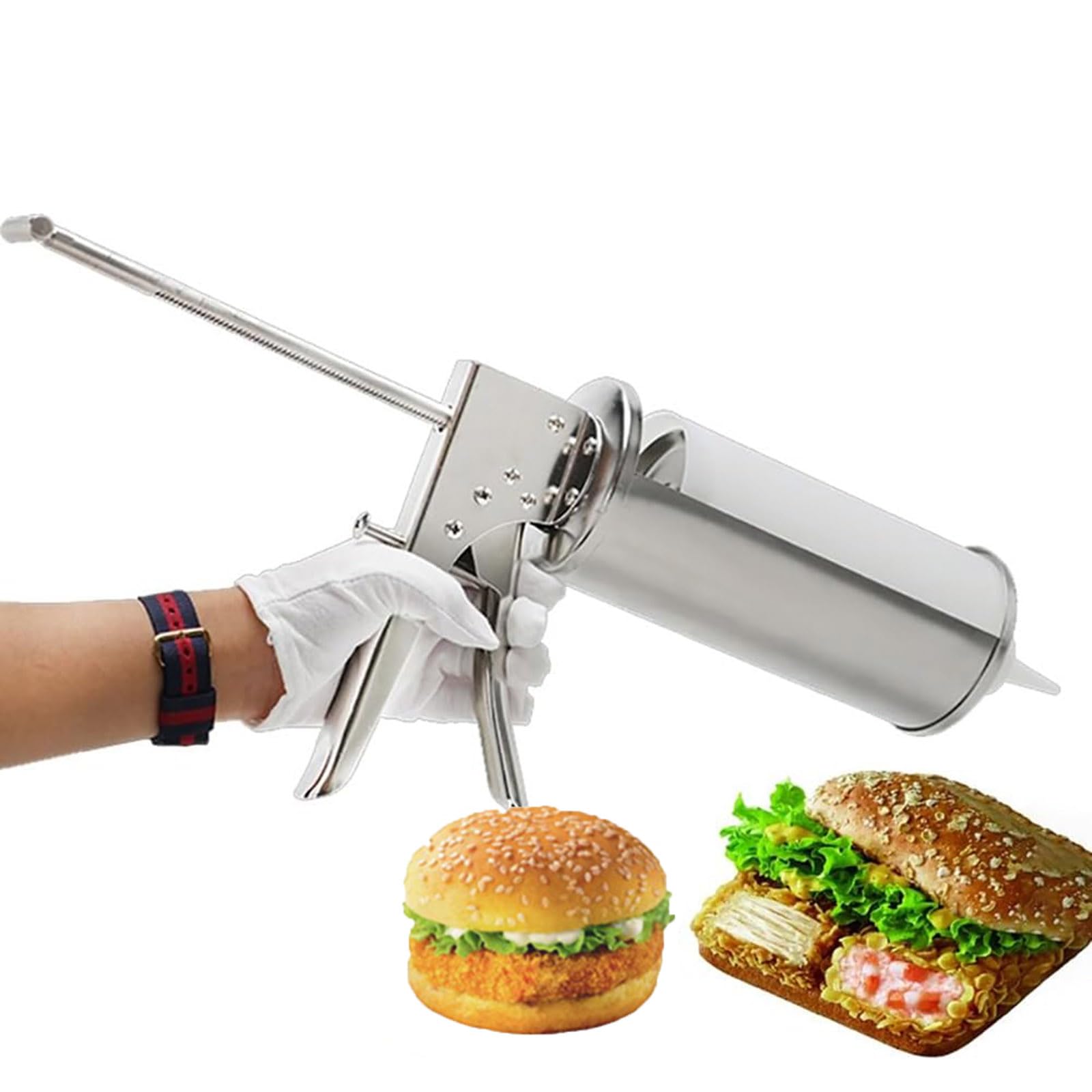 Utensilios Cocina Pistola para Salsa Hamburguesa, Dispensador cuantitativo Salsa, Pistola para Salsa Tomate, Dispensador condimentos, Pistola para Salsa Ensalada,
