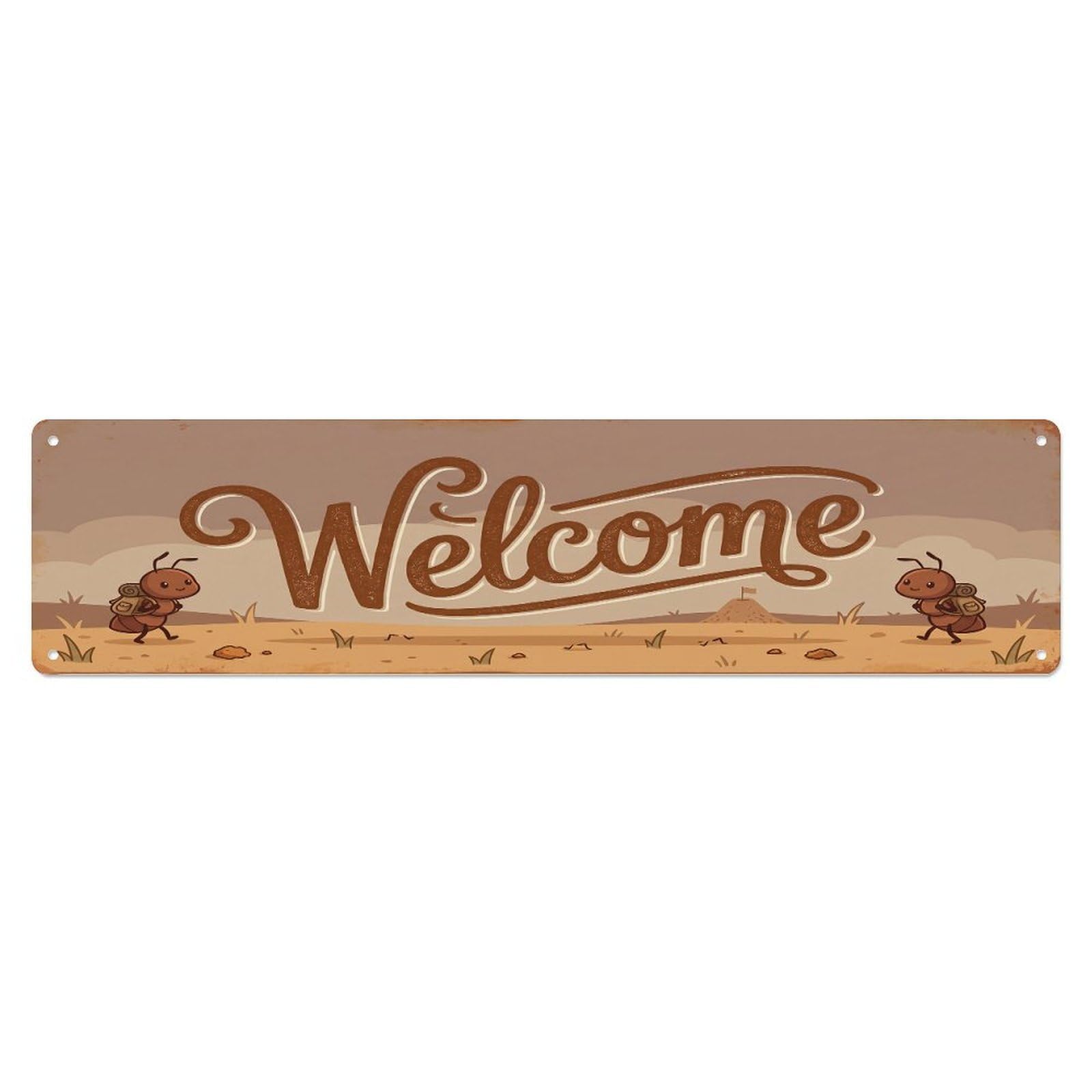 Olhnbad 4X16inch(10X40cm) Vintage Welcome Ant Colony Metal Tin Sign