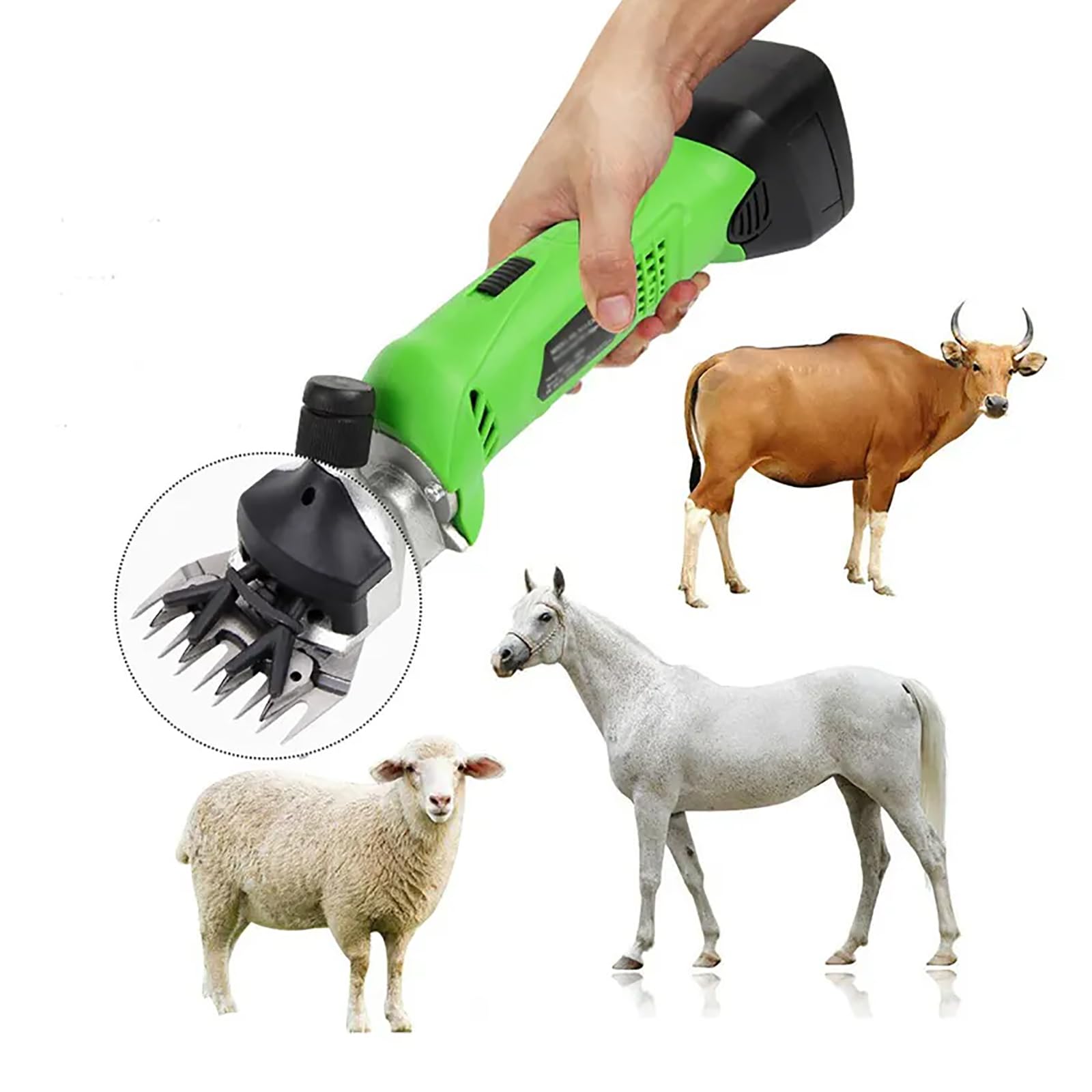 ERICAT Forbici da Lana Professionali, Tosatrice per Pecore a Batteria con Spazzola per La Pulizia, Motore da 200 W E velocità da 2500 Giri/min Regolabile, Tosatura Rapida, per Pecore, Bovini, Cavalli