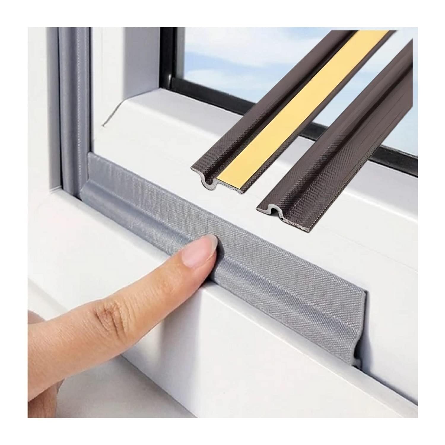 Laosshu Coffee Self Adhesive Window Gap Sealing Strip, 2/6/10M Windproof Soundproof Weather Stripping Door Seal, Pu Foam Sliding Door Bottom Seal Tape Guard Sealer Dust Stopper For Windows Doors Insulation(,2M
