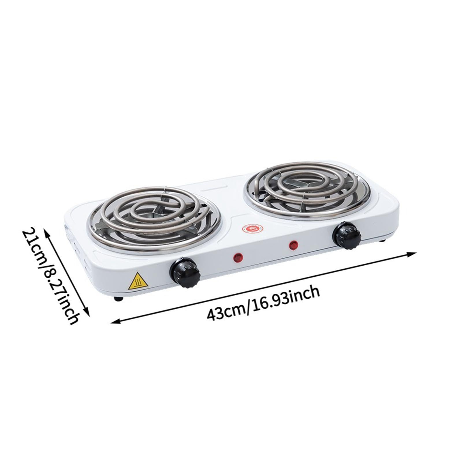 MERIGLARE Elektrischer Doppelkocher für die Arbeitsplatte, tragbar und kompakt, 2000 W, einstellbare Temperatur zum Braten und Schmoren, Heizrohr