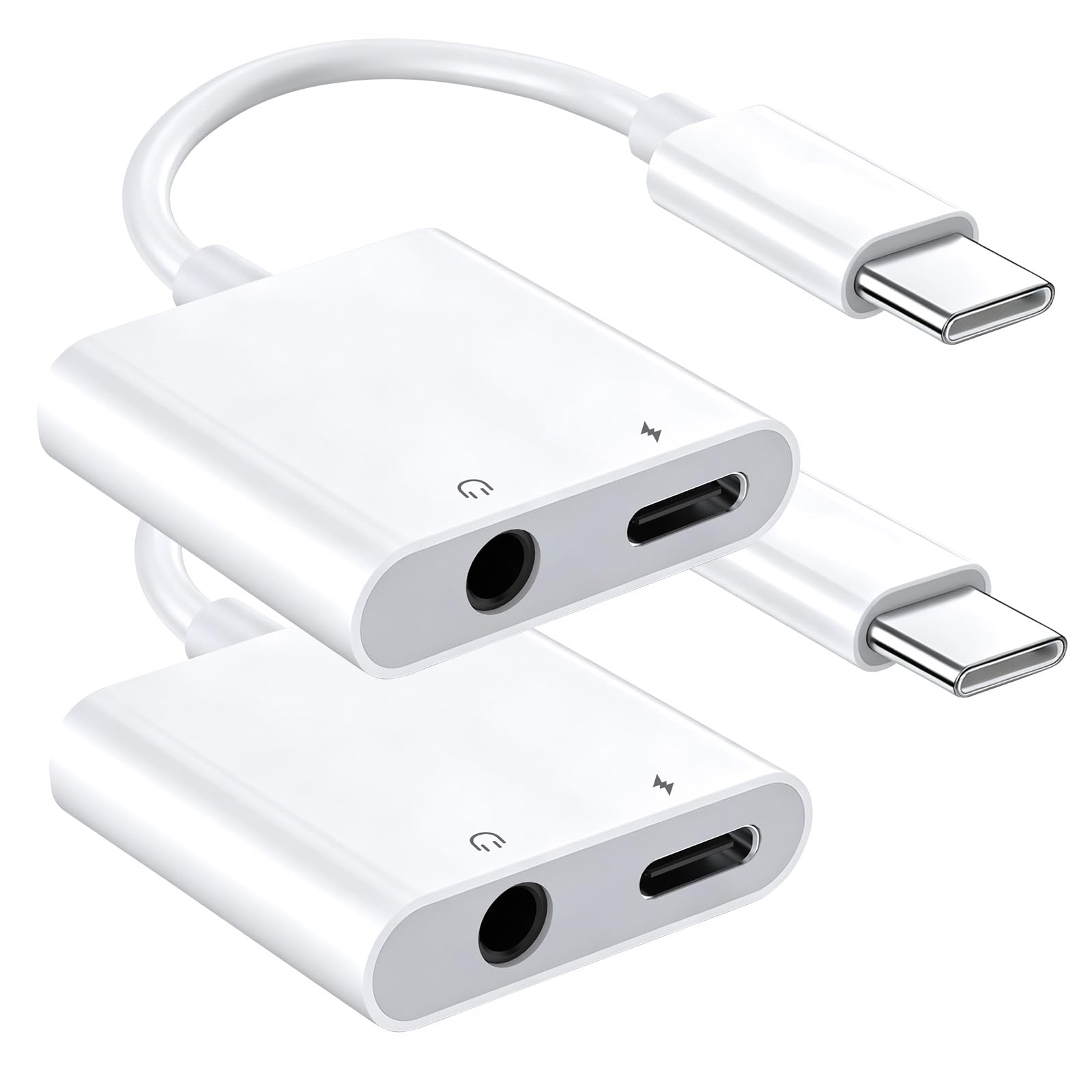 Adattatore da USB C a 3,5 mm per cuffie e caricabatterie, confezione da 2 cavi da tipo C a jack AUX con ricarica rapida PD