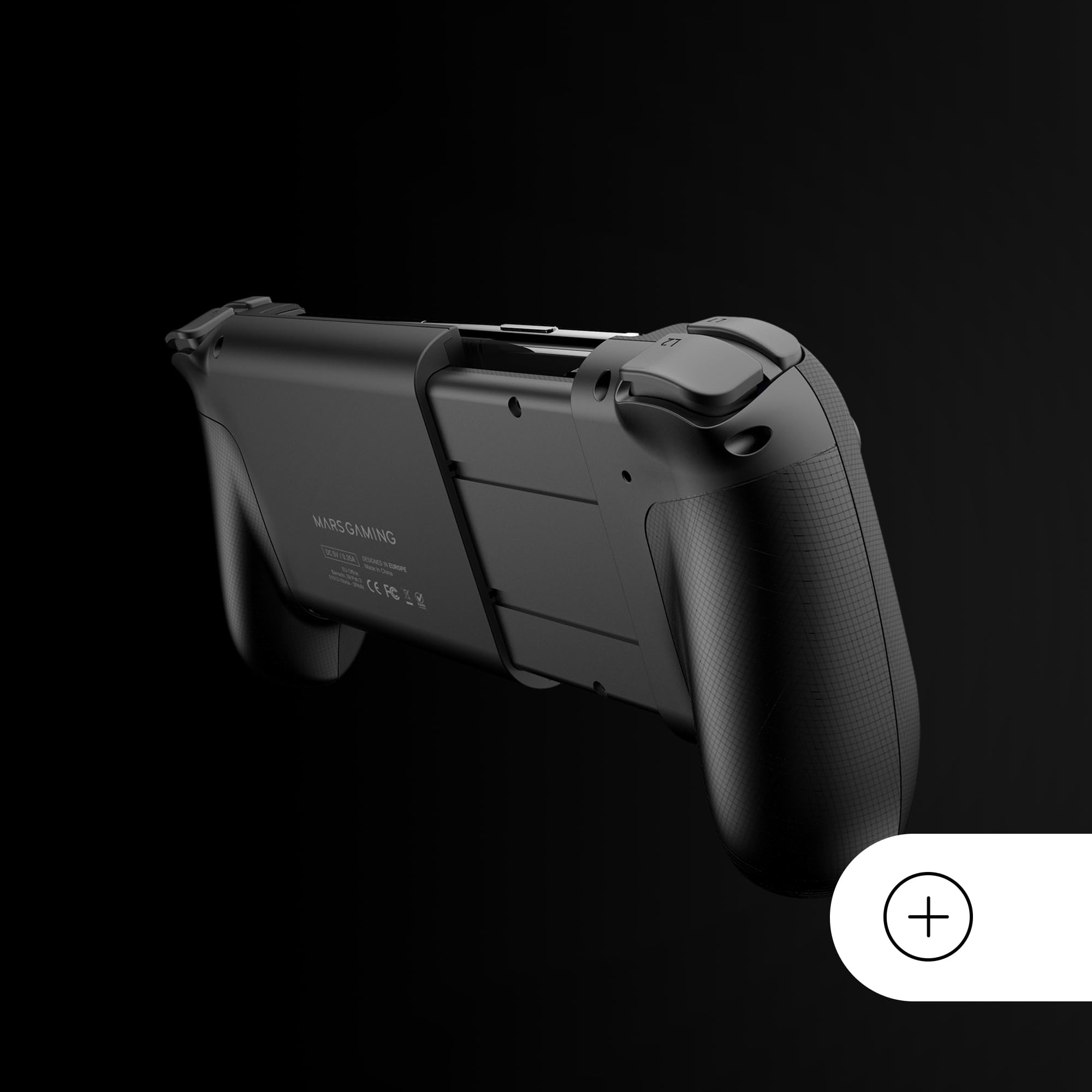 Mars Gaming MGPX, Gamepad Bluetooth 5.0 2en1, RGB Neon, Vibración Dual y Función Turbo, Soporte Smartphone Hasta 6.8", Mando Multifunción Compatible PC, Android, iOS y Consolas, USB-C y Funda, Negro