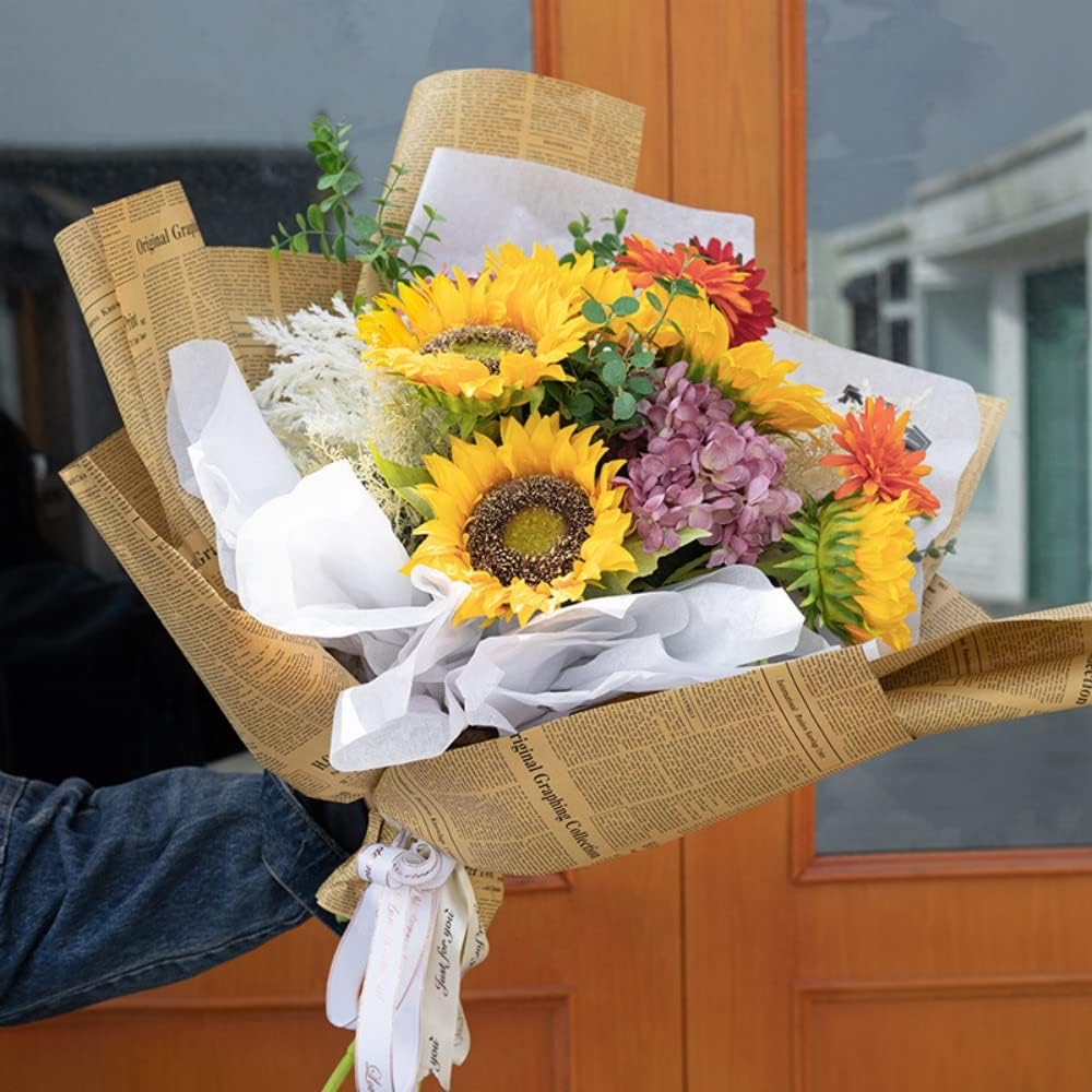 20Sheets Vintage English Cowhide Newspaper Flower Wrapping