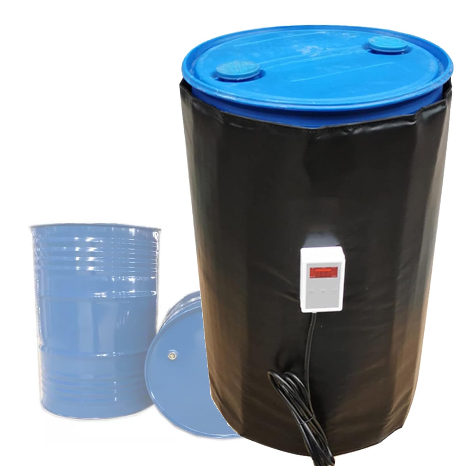 VNATWGOO lron Barrel Heater, 110V/220V Heating Blanket with Digital Display, 0-150°C Adjustable Temperature, for Honey Bucket,Water Barrel,Paint Pail,Black-110V