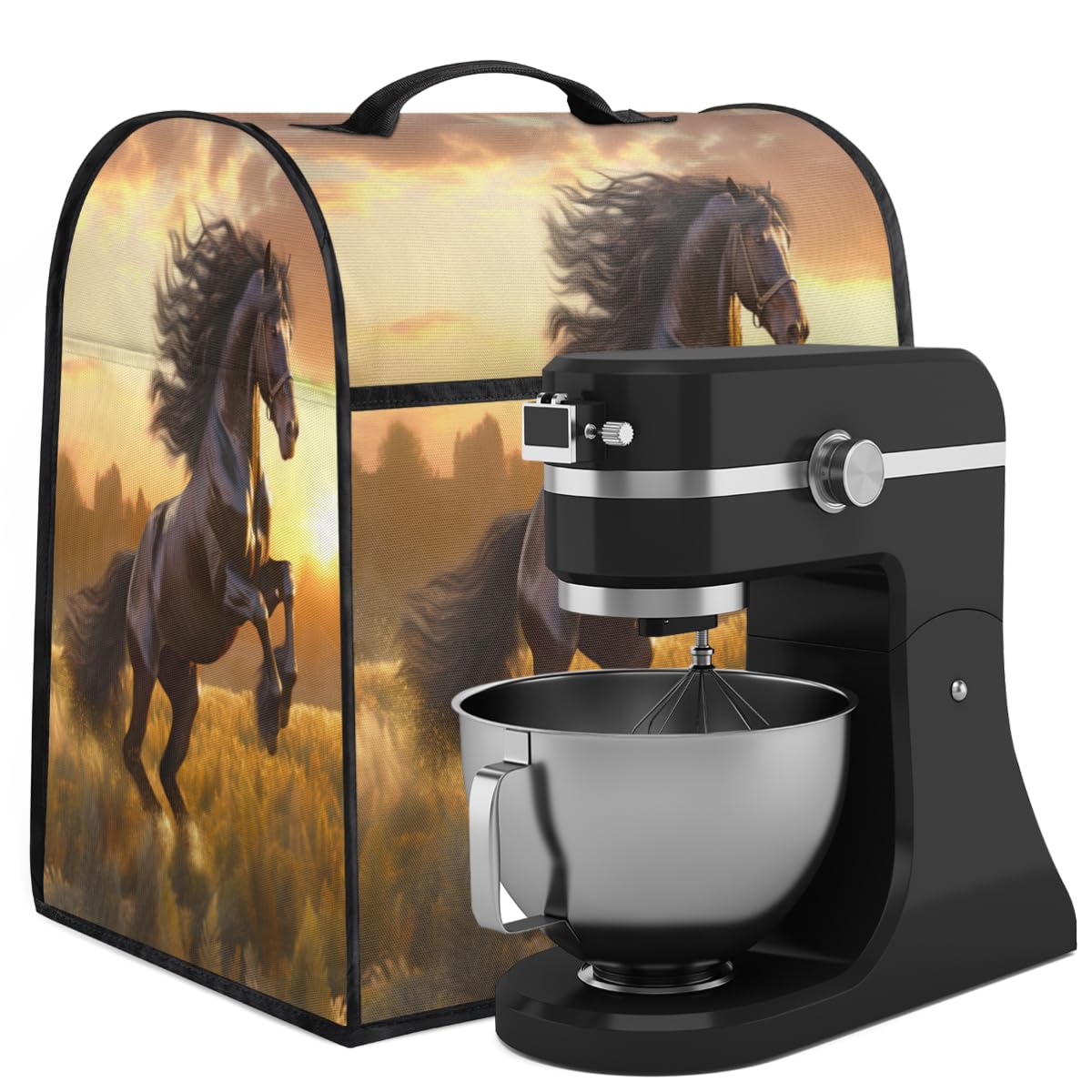 Coffee Maker Cover Animal Horse Kitchen Appliance Covers Small Appliance Covers Blender Cover Juicer Cover Dust Covers for Kitchen Appliances with Top Handle and Pockets,Washable,B753