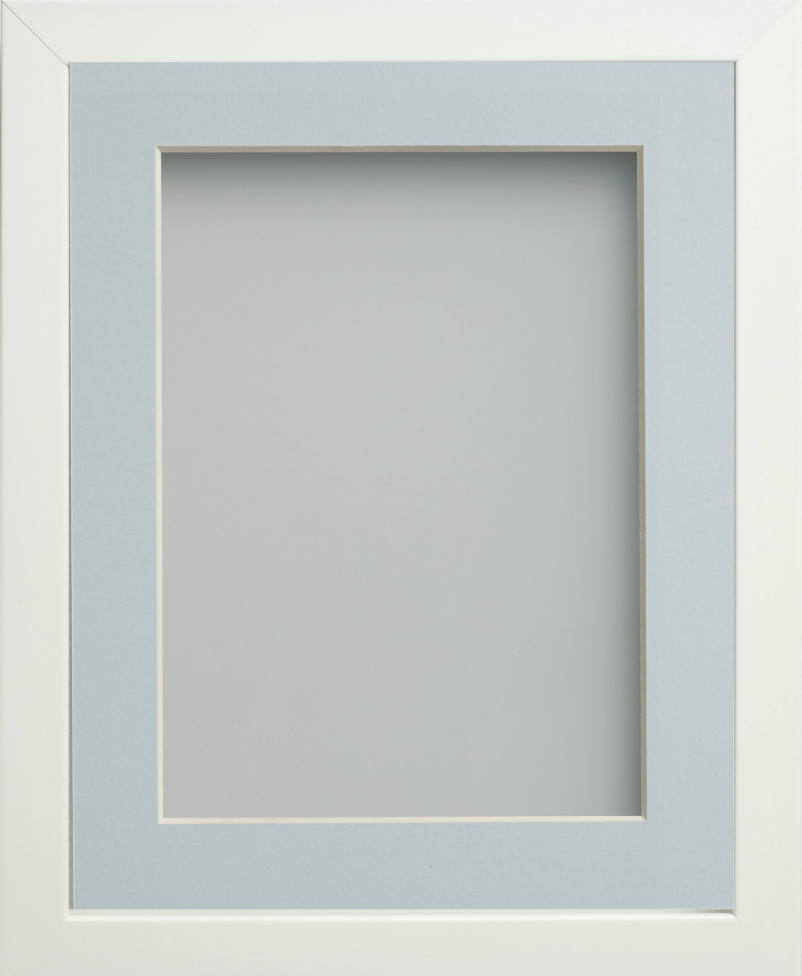 Frame Company Connolly Range White Wooden Picture Photo Frame with Light Blue Mount, 16x12 for pic size 14x10 *Choice of Sizes*