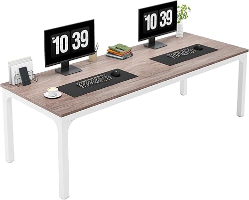 Miniatura 9 de LITTLE TREE Escritorio de oficina extra largo de 78.7 pulgadas para dos personas, estación de trabajo doble para oficina en casa, negro