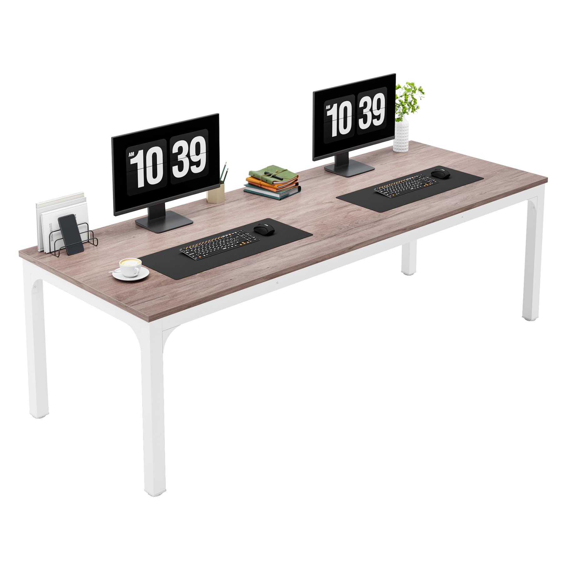 LITTLE TREE 200 cm extra Langer Schreibtisch für Zwei Personen, Doppelarbeitsplatz für Heimbüro