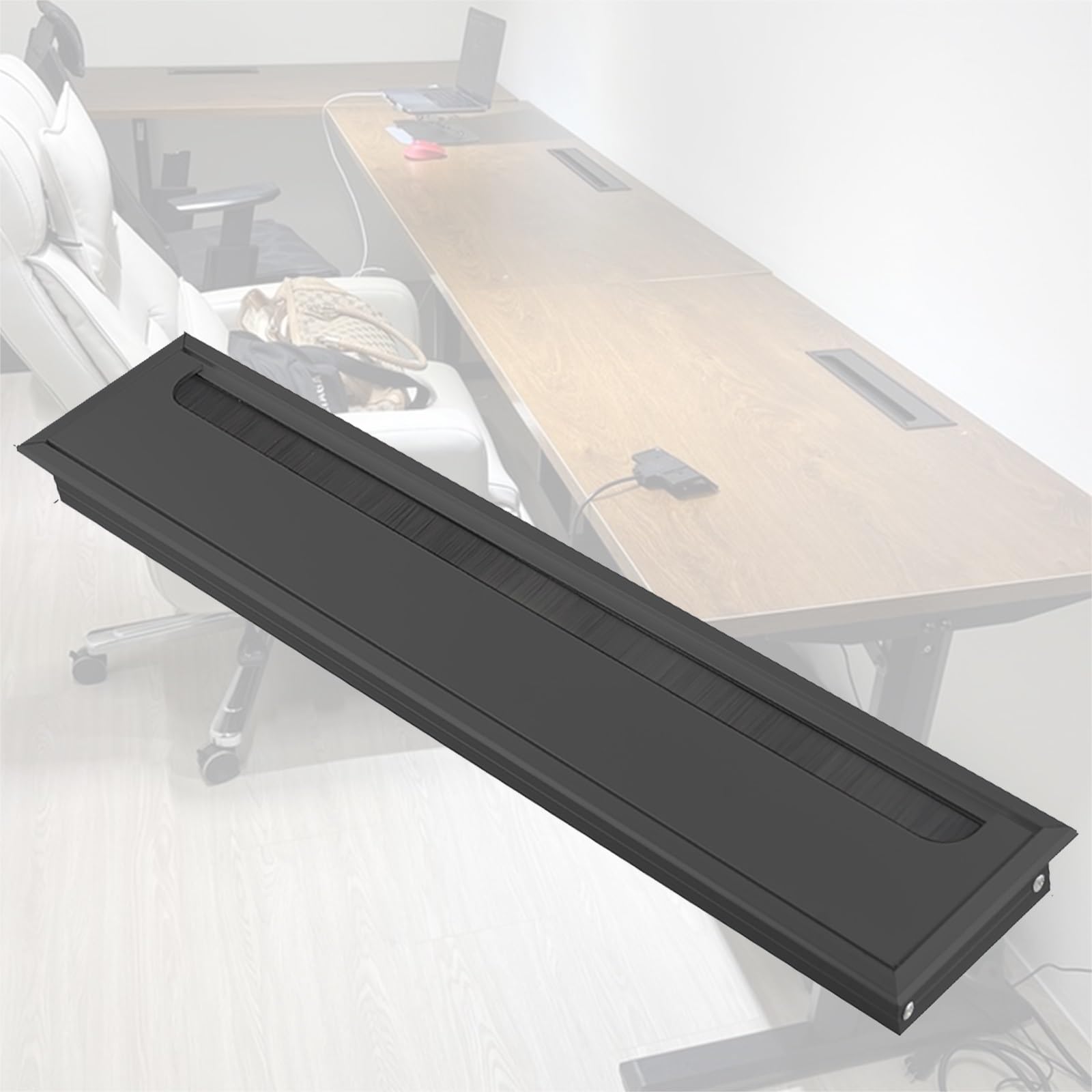 Passe Cable Bureau Cache-Trou pour Câbles Noir pour Table de Jeu, Plaque d'Organisation de Câbles en Alliage d'Aluminium(7.9x3.15in/200x80mm)
