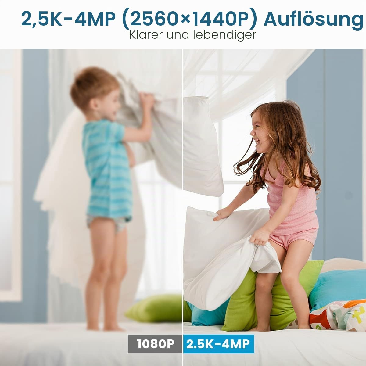 Ctronics 2,5K 4MP Überwachungskamera Innen, 2,4/5GHz WLAN Kamera Indoor mit Farb-Nachtsicht, PTZ 355°/ 120°, Bewegungserkennung & Personenerkennung & Auto Tracking, 2-Wege Audio,Bluetooth/Cloud, 4PCS