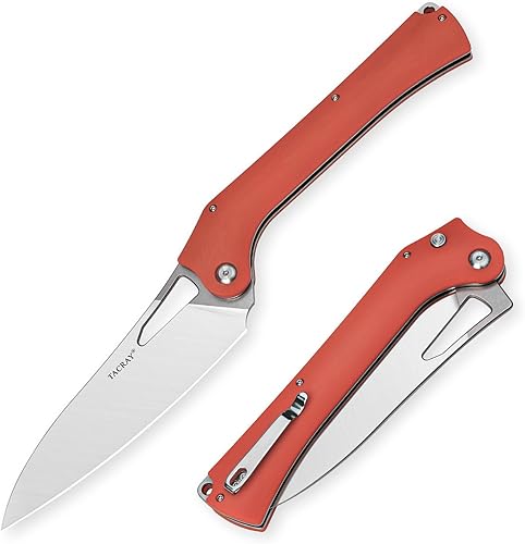 Miniatura 1 de TACRAY Cuchillo de chef de cocina plegable, cuchillo plegable para acampar con hoja de acero inoxidable VG10, mango G10 antideslizante y ergonómico,