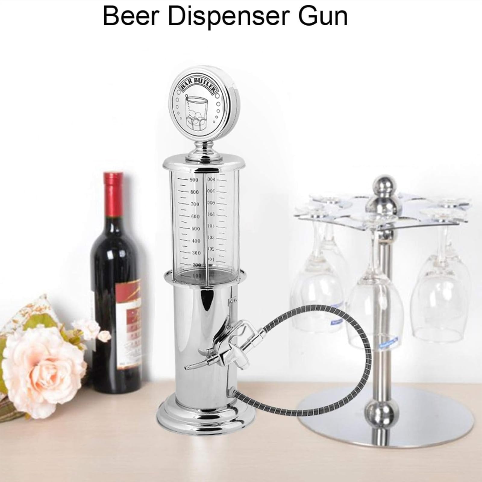 ERICAT Pistola per Champagne, Pistola a Spruzzo per Champagne con Base Antiscivolo, può Contenere 400 Ml di capacità, Distanza del Beccuccio del Vino Regolabile E Facile da Controllare, per Giochi
