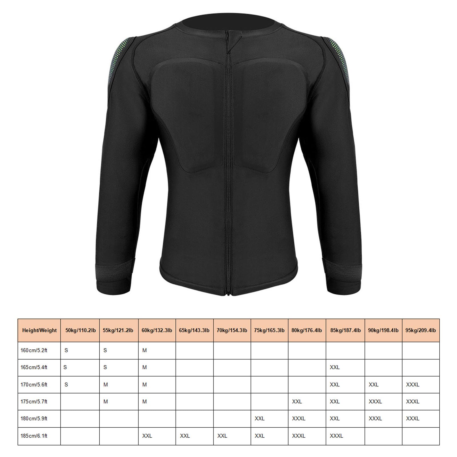 Camisa de Moto con Protecciones, de PU, Transpirable y con absorción de Impactos, con Acolchado para Espalda, Hombros, Pecho y Codos. Ideal para Snowboard, esquí y Ciclismo.