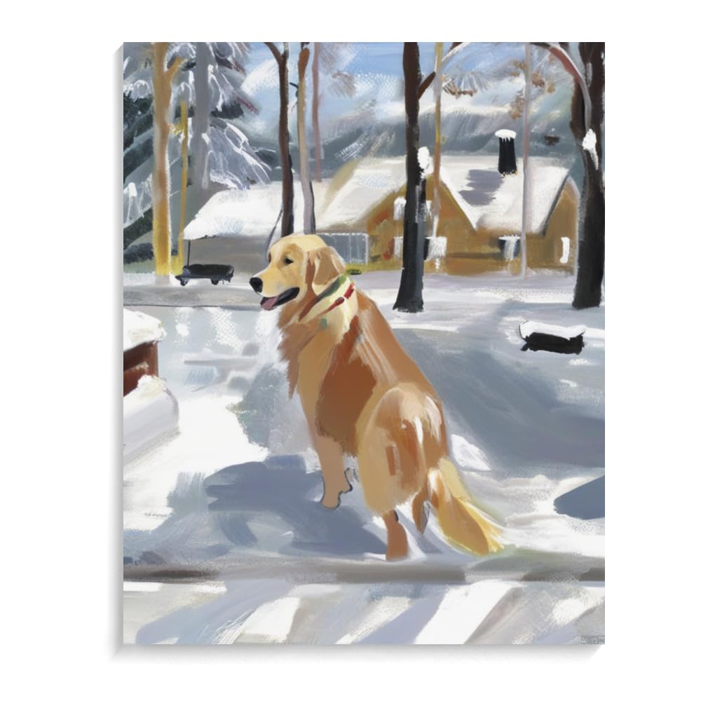 Paint by Numbers Golden Retriever Dog DIY Acrylic Painting Kit with Brushes Pigment Oil Painting Artwork Adults Beginners Wall Decor 16x20inch(40x50cm) Frameless