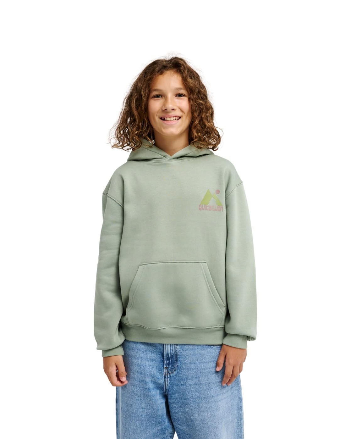 Sweat capuche oversize Quiksilver garçon vert en coton doux - 7