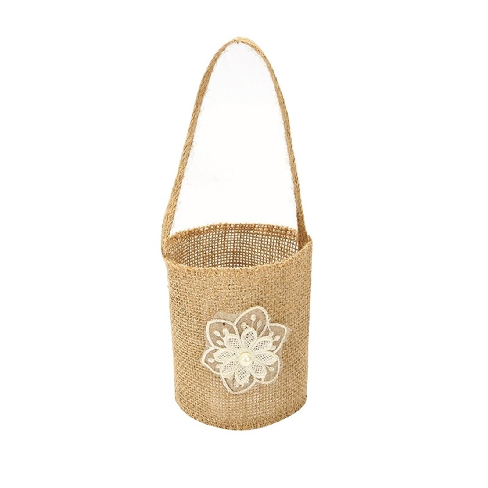 Hamper Basket 3pcs Romantic Burlap Jute Flower Basket Ring Box Rustic Wedding Flower Girl Basket(Brown8)
