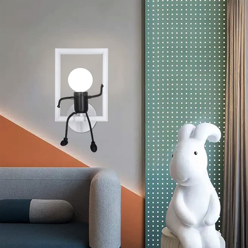 RUIBO Lampada da Parete Umanoide Creativa, Applique da Parete Art Deco, Lampada da Parete Interna Moderna per Camera da Letto, Camera dei Bambini, Corridoio, con Luce Bianca E27