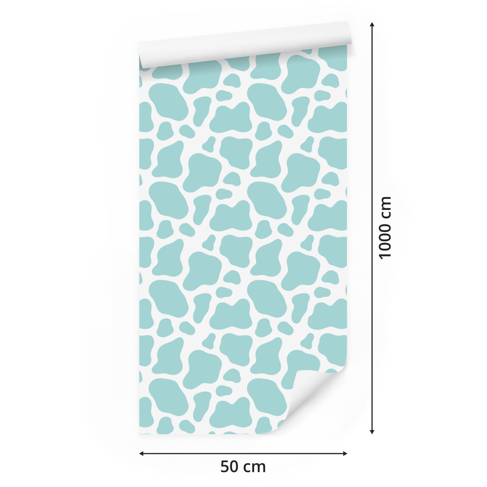 Vliestapete Kuhflecken – Seladongrün 50 x 1000 cm | Ausdrucksstarke Bildgestaltung; Charaktervoller Raumschmuck; Harmonische Akzentfläche; Kleister im Set