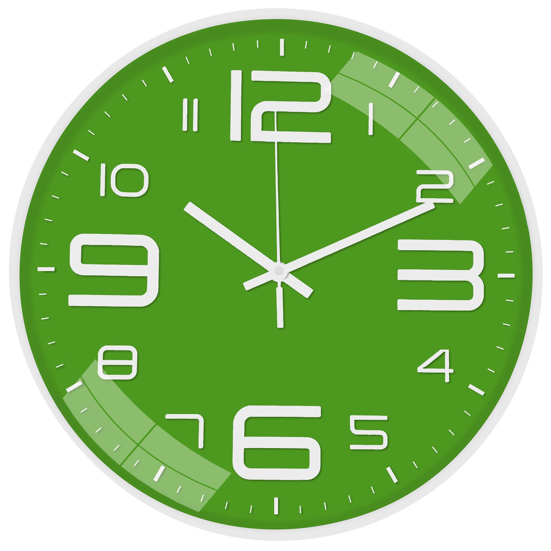 Outpicker Wall Clock Silent Non Ticking 12 Inch Battery Operated Round for Living Room Modern Bedrooms Office Kitchen A-Green