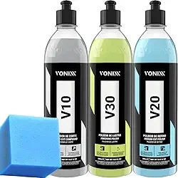 Kit Polimento V10 Polidor Corte V20 Refino V30 Lustrador Verniz Macio Vonixx