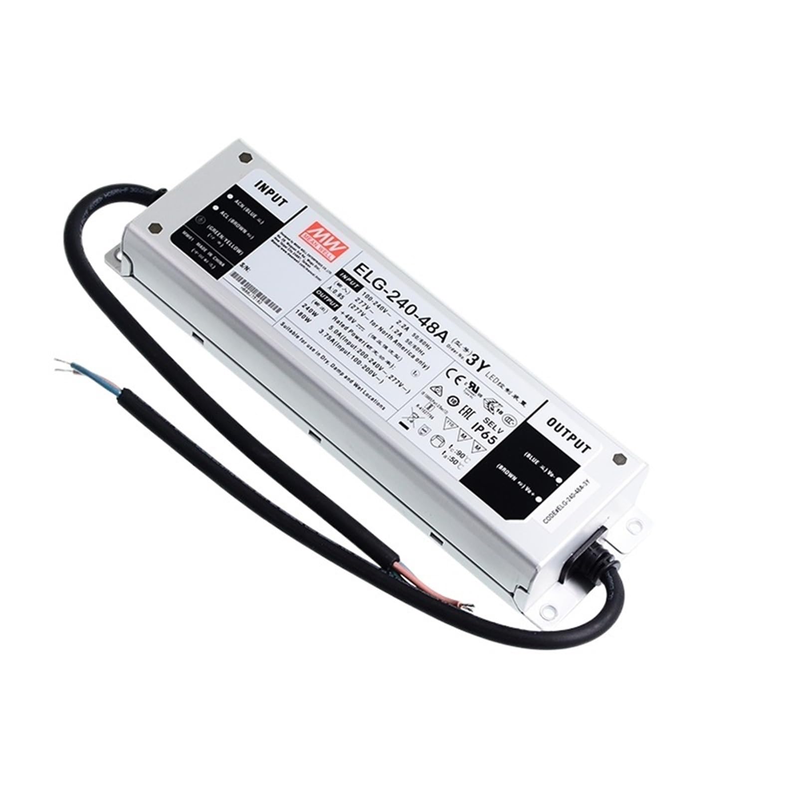 ELG-240-48A-3Y Alimentatore LED 240W 48V 110V/220V CA a CC 5A Impermeabile IP65 Driver LED regolabile Meanwell PFC