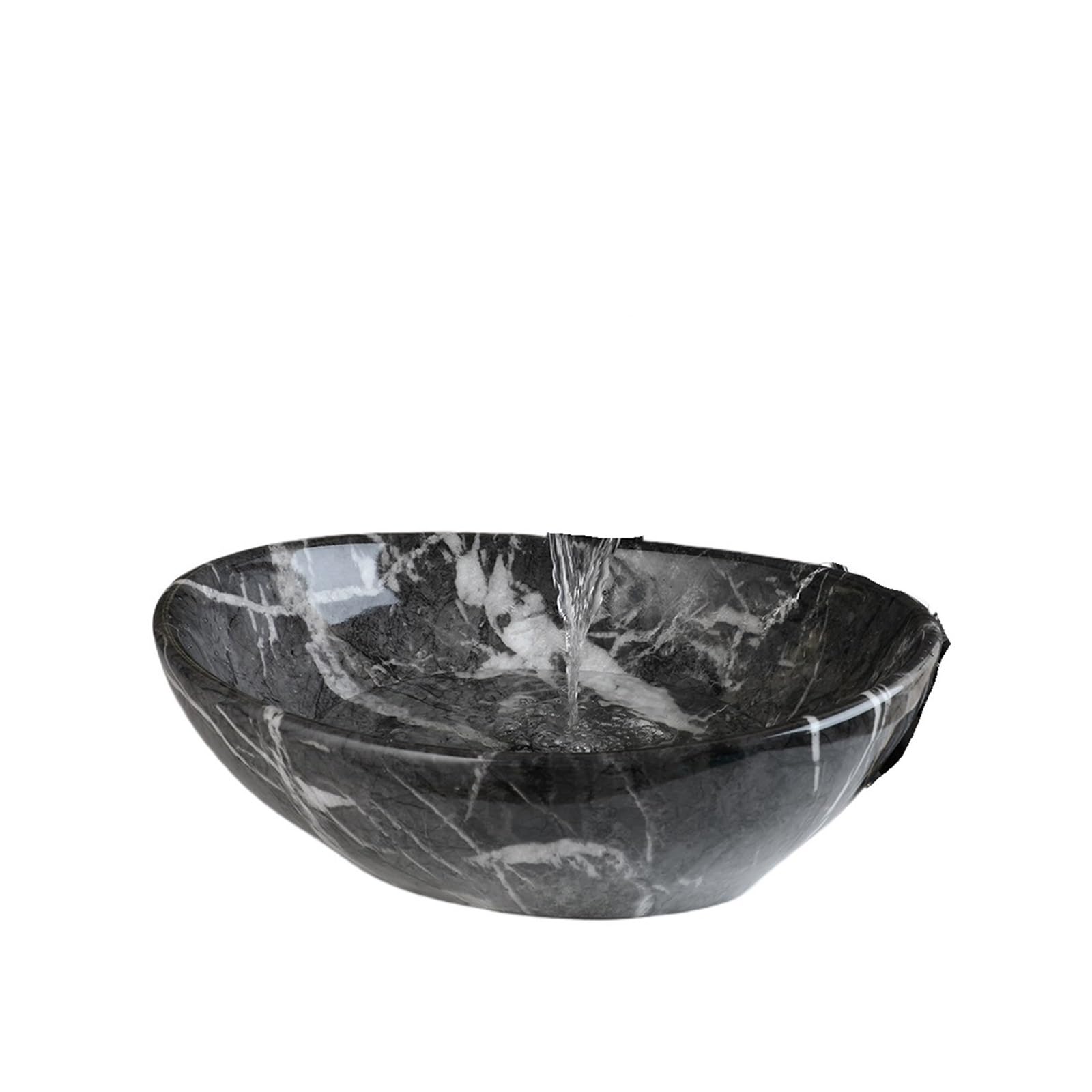 Bathroom Sink Ceramic Vessel Sinks Oval Bathroom Sink Above Counter Vessel Sink with Faucet and Drain Combo 16 inch Marbling Vessel(Color01)