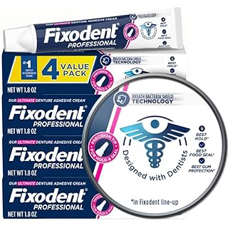 Fixodent Professional Ultimate Denture Adhesive Cream for Full and Partial Dentures, 1.8 oz, 4 Pack